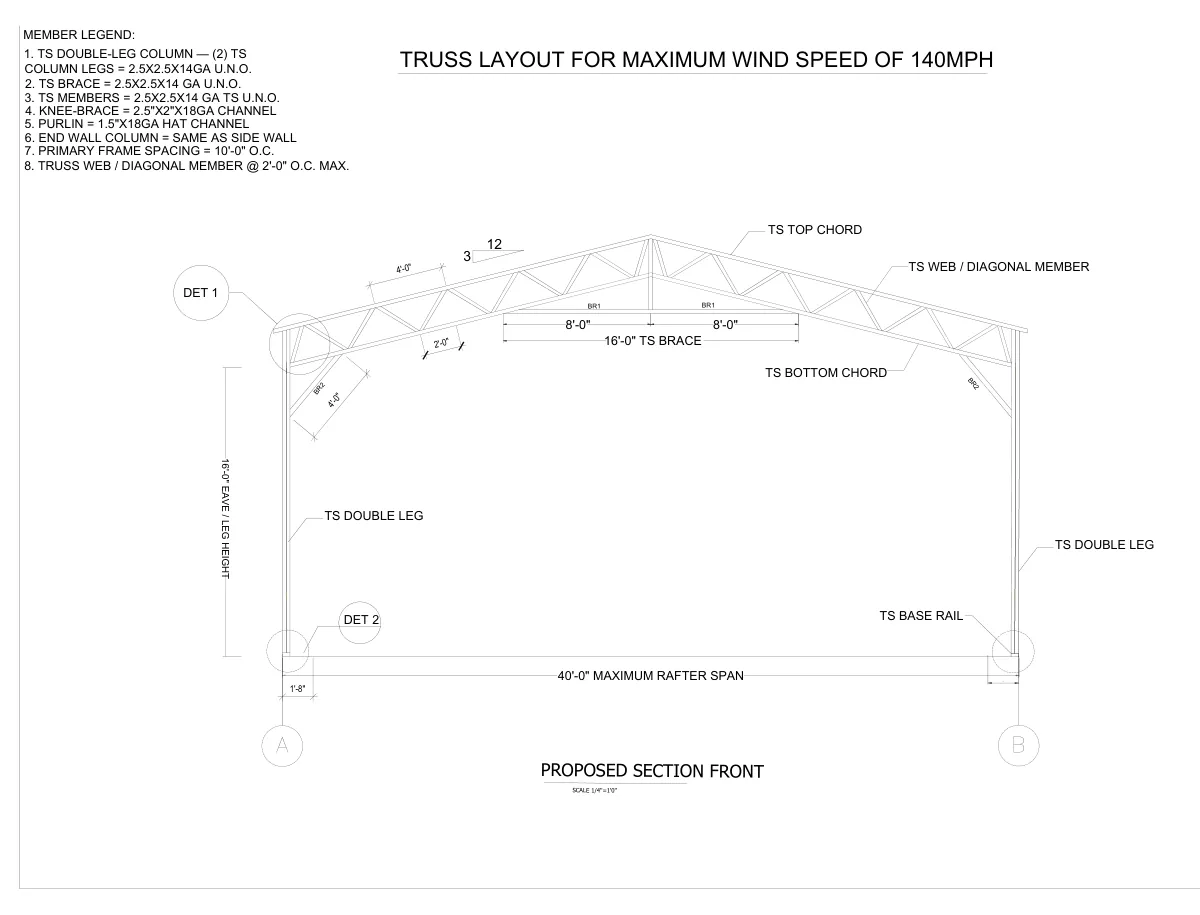 40′ × 60′ Fully Enclosed Steel Tubular Building - featured sheet