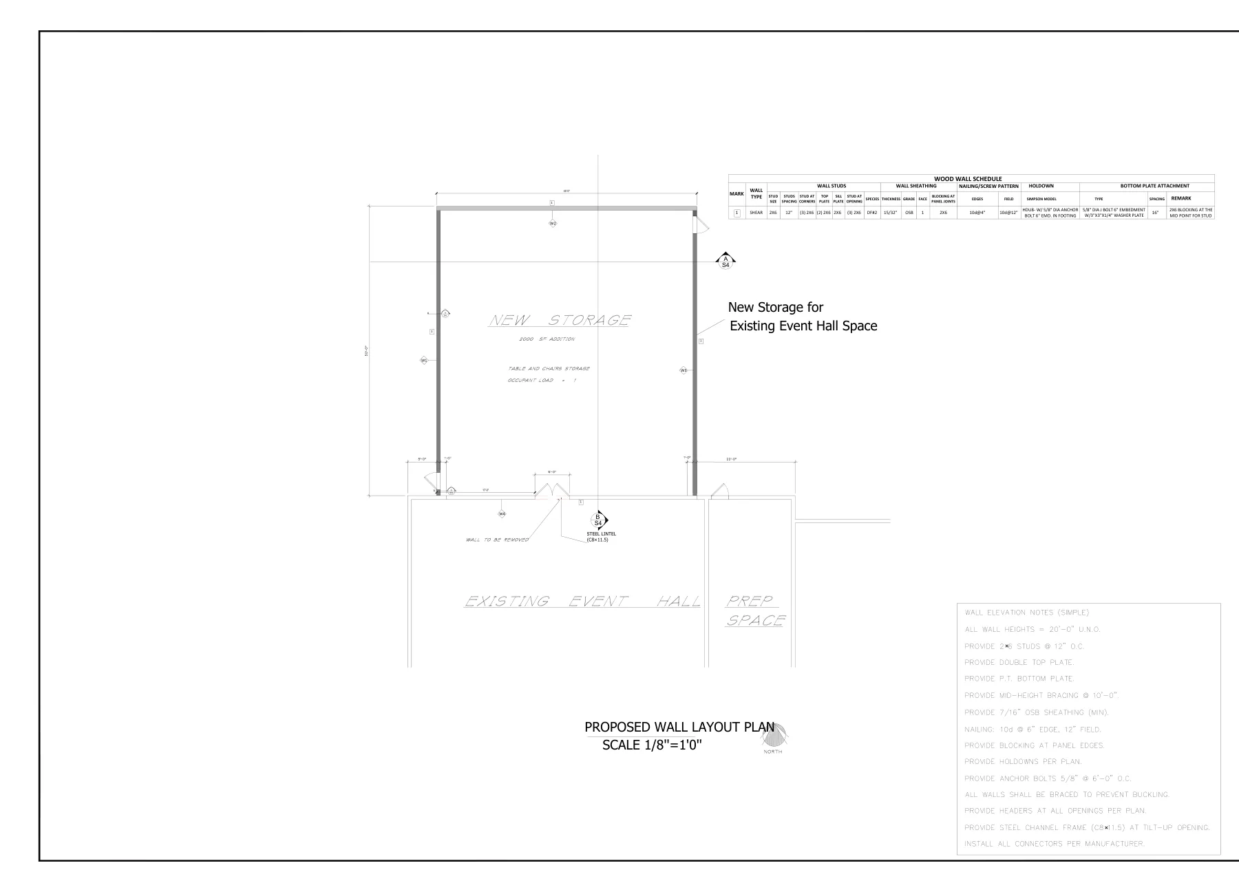 New Storage Building for Event Hall - Wall layout plan · S-1