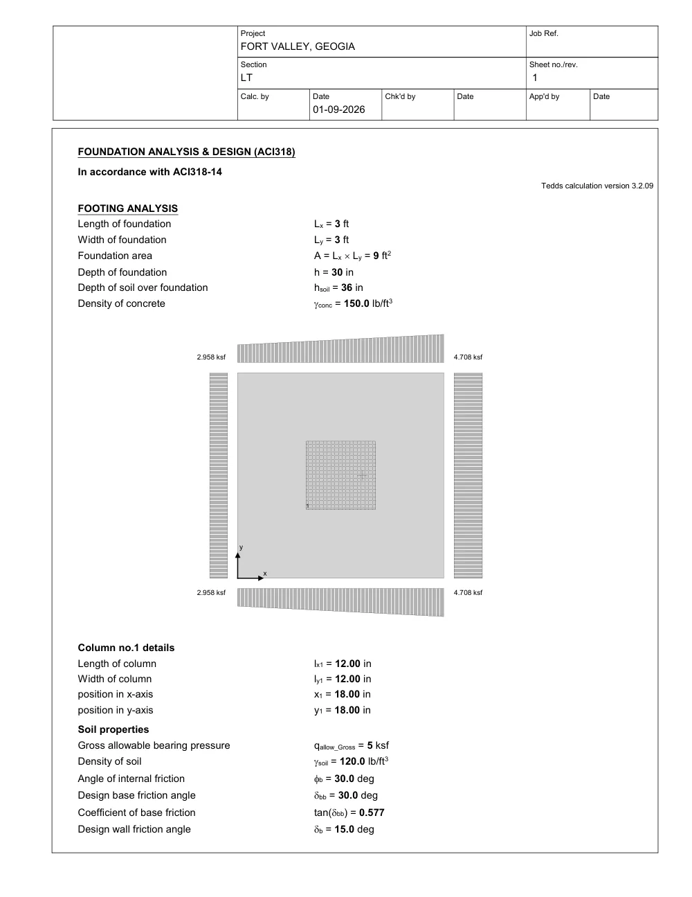 Two-Level Framed Structure — Analysis & Foundations - Calculation · footing design