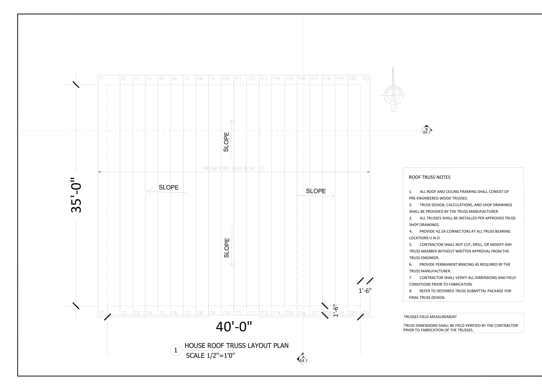 New Two-Story Home with Detached Garage - Roof truss layout plan · S-4