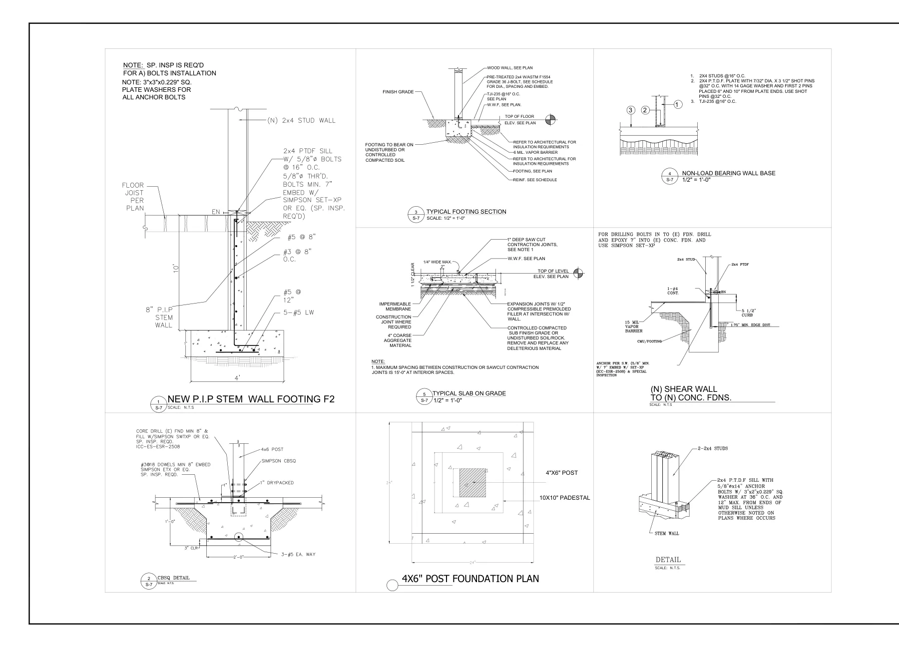 New Two-Story Home with Detached Garage - Typical foundation details · S-7