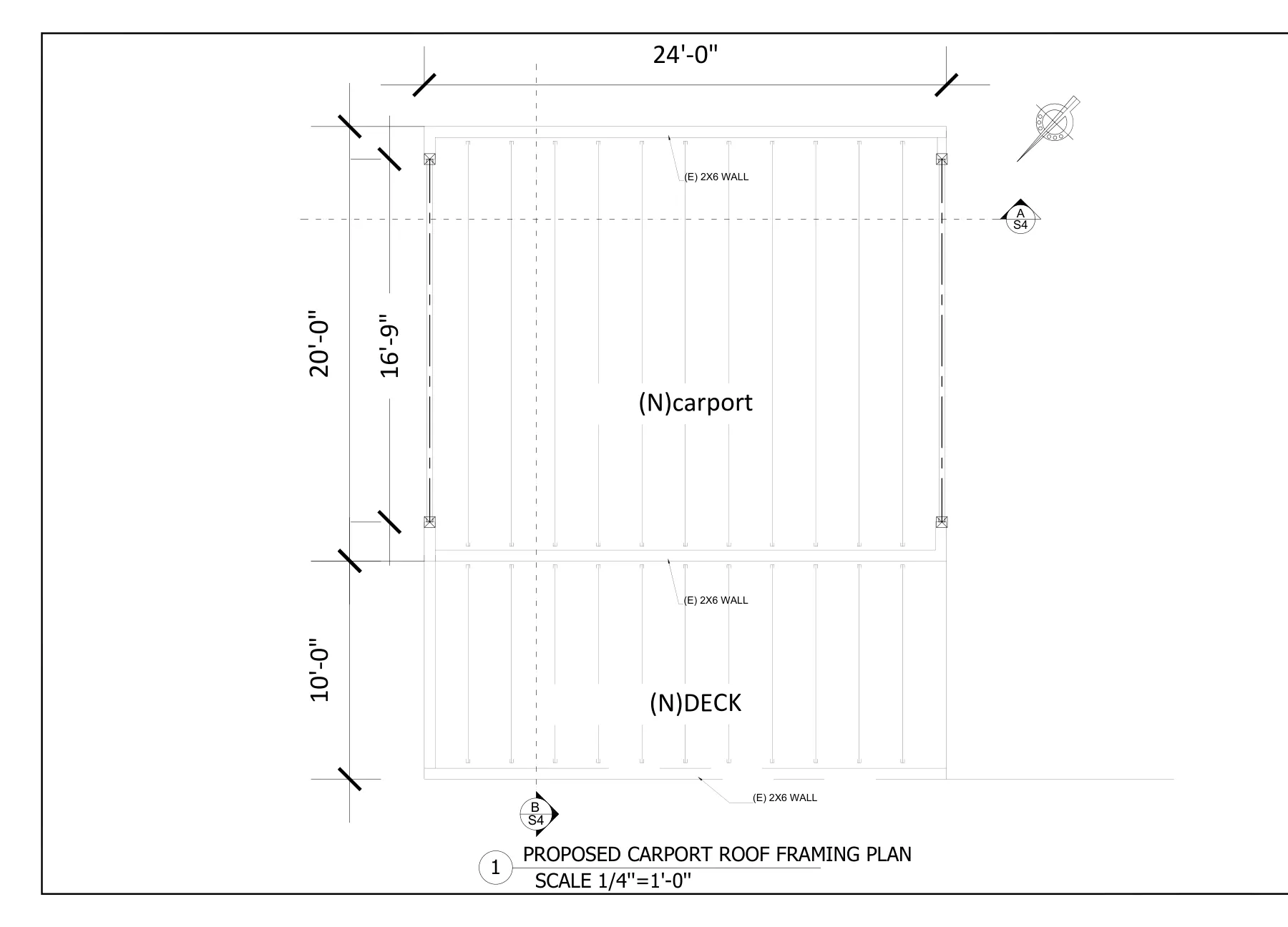 Whole-House Remodel with HSS Steel Posts - Carport framing plan · S-7.2
